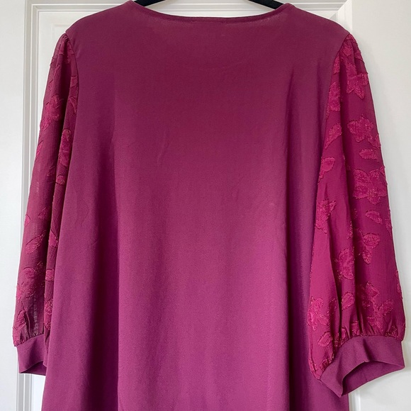CeCe Plum Puff Sleeve Blouse Relaxed Fit - Picture 3 of 4